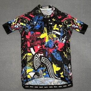 Weimostar Men's S Cycling Jersey Abstract Graffiti Print Full Zip Short Sleeve